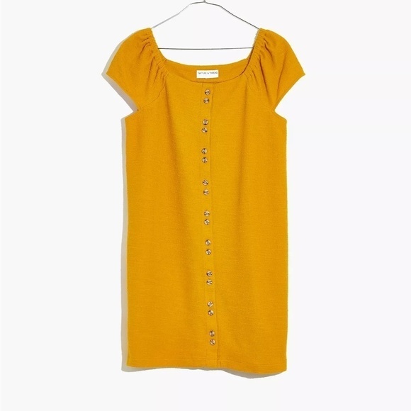 Madewell Texture & Thread Cap-Sleeve Dress in Yellow Size Extra Small - Picture 8 of 9